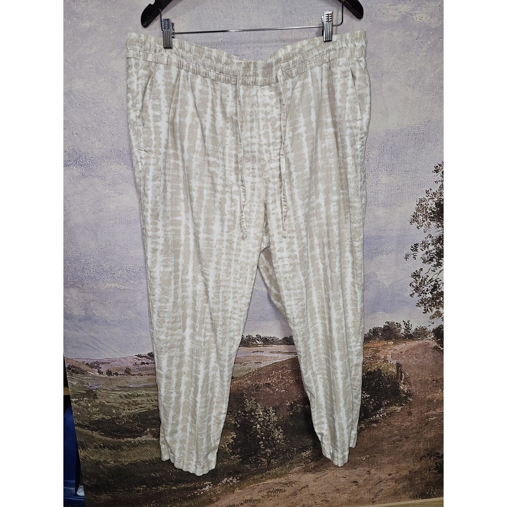 Old Navy Pants Womens Extra Large Beige White Tie Dye Pockets Pull On Ladies